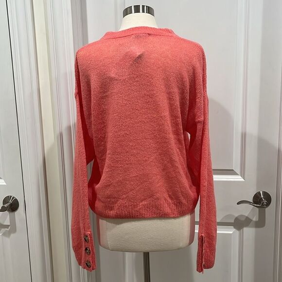 New! JOIE Wool Blend Namio Sweater Button Detail Color: Rose Size Large - Picture 7 of 15
